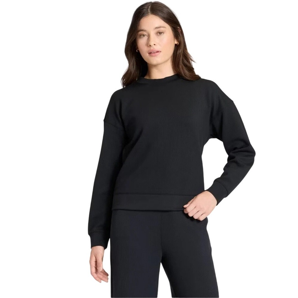 All in Motion Women's Black Airy Sleek Long Sleeve Pullover Sweatshirt‎ Size L